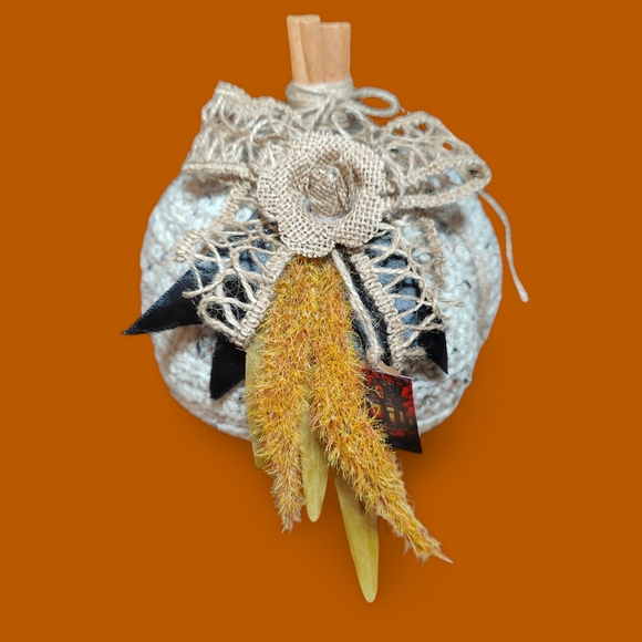 Handmade Crochet Neutral Fall Pumpkin Farmhouse Decor - Picture 2 of 6